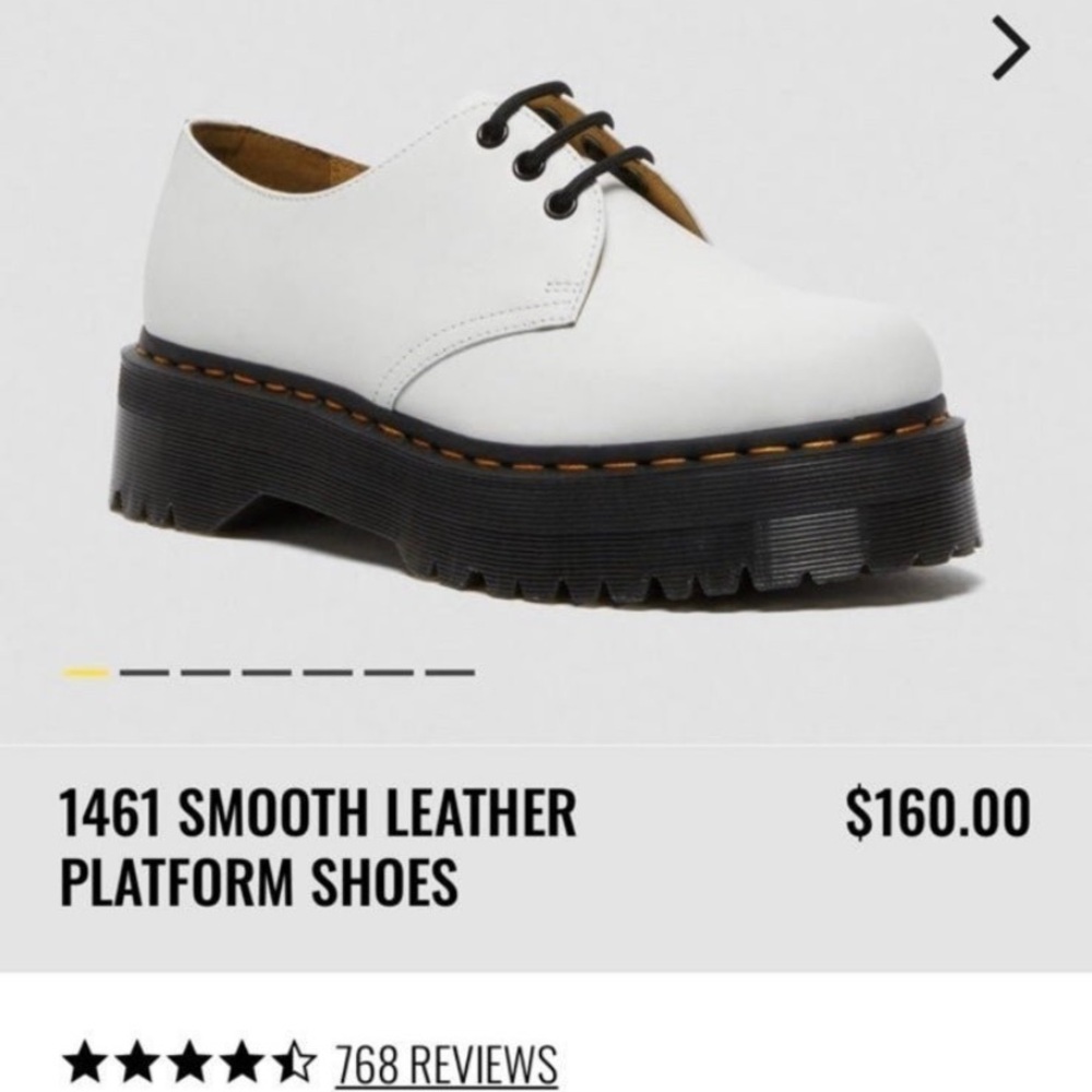Dr. Martens White 1461 Smooth Leather Platform Shoes